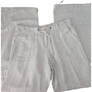 Just Living Linen Wide Leg Pants Women's M Ivory Summer Coastal Beach Vacation